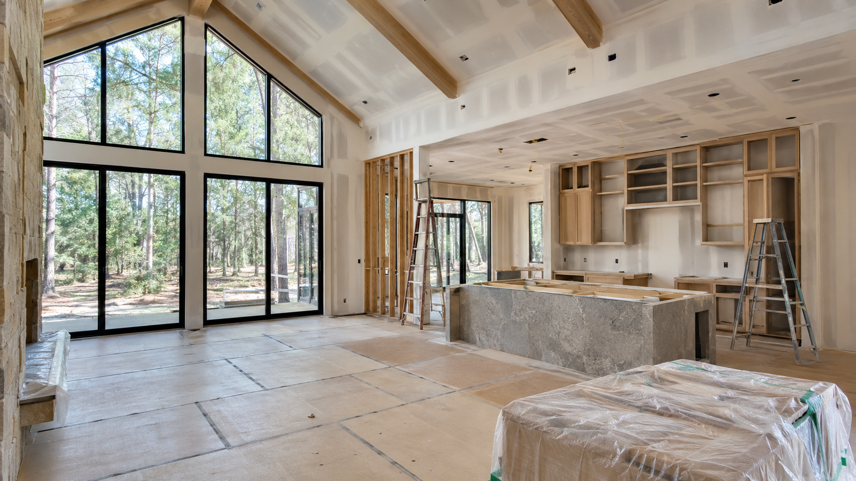 Representative luxury home interior during remodeling